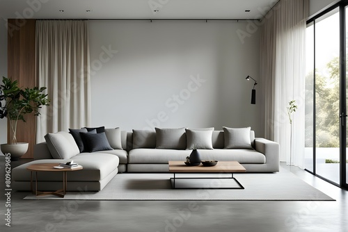 Minimalist living room. furniture has a modern and minimalist design, with a sofa