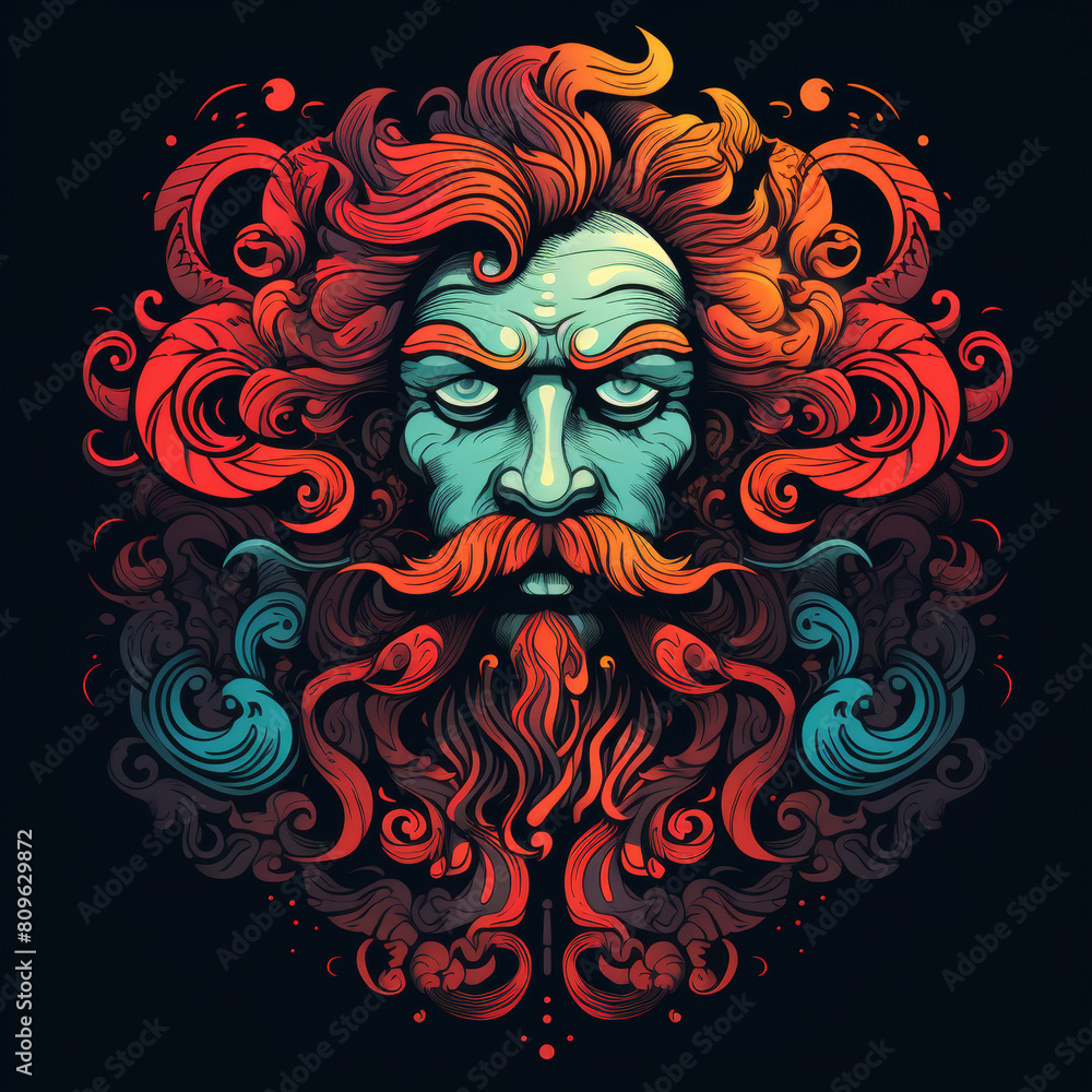 T-shirt design of man face with red hair
