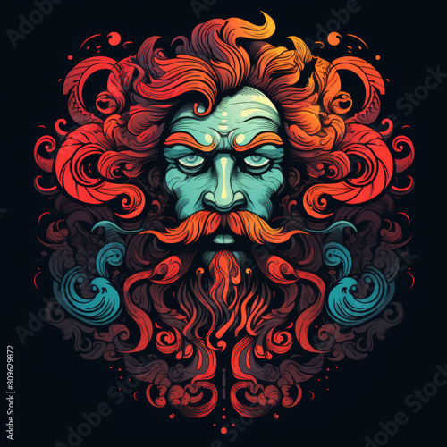 T-shirt design of man face with red hair