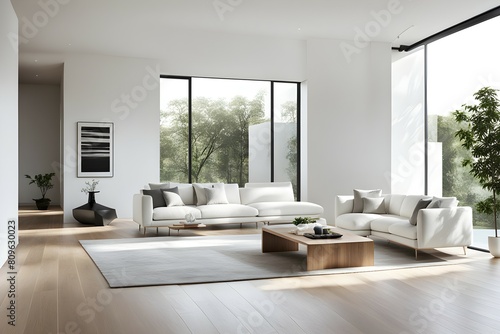 Minimalist living room. furniture has a modern and minimalist design, with a sofa