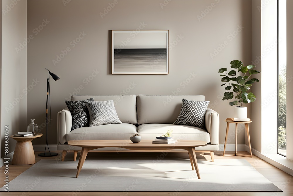 Minimalist living room. furniture has a modern and minimalist design, with a sofa Minimalist living room. furniture has a modern and minimalist design, with a sofa