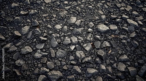 Texture of dark asphalt road with gravel stones for decoration ideas
