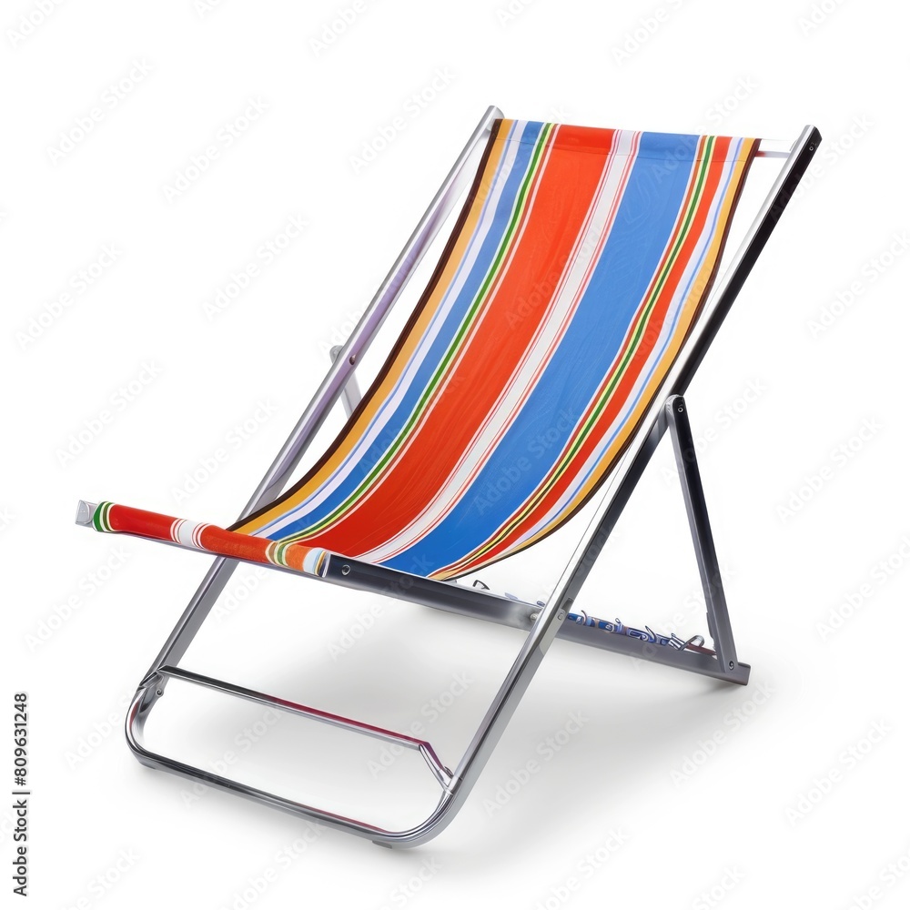 Colorful Beach Chair Isolated on White Background, Summer Holidays. Colorful Beach Chair Isolated on White Background, Summer Holidays.