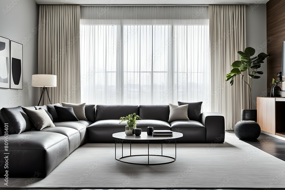 Minimalist living room. furniture has a modern and minimalist design, with a sofa Minimalist living room. furniture has a modern and minimalist design, with a sofa
