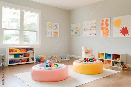 room with colorful furniture