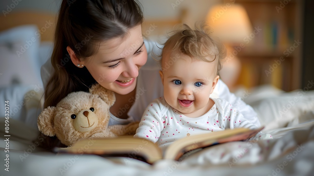 Mother and Child Enjoying Storytime Together Mother and Child Enjoying Storytime Together