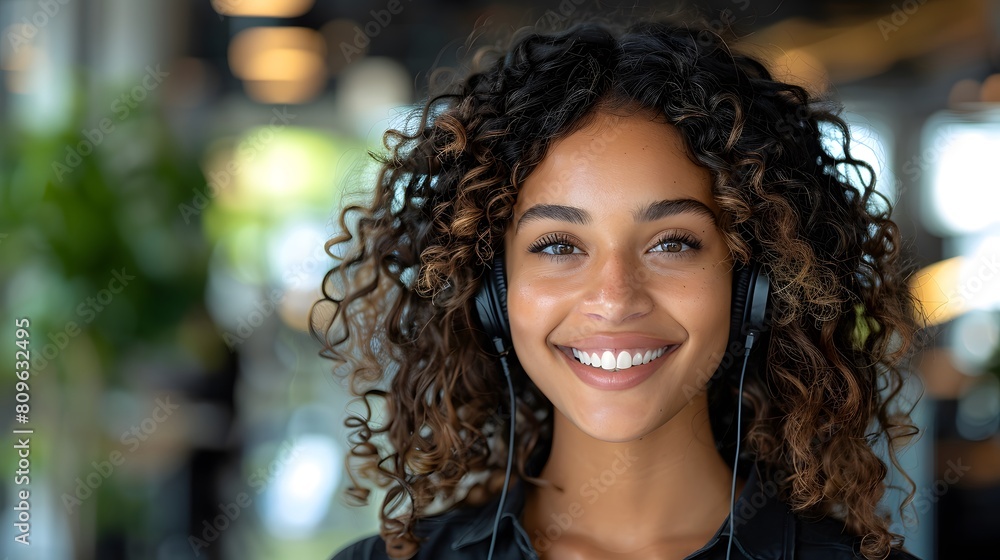 Smiling Customer Service Representative with Headset Smiling Customer Service Representative with Headset