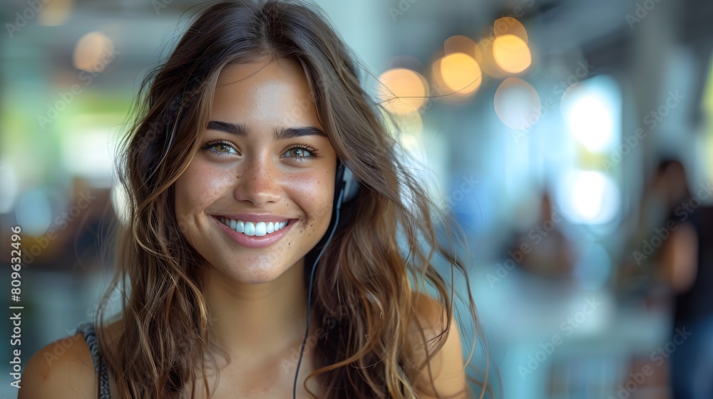 Smiling Customer Service Representative with Headset Smiling Customer Service Representative with Headset