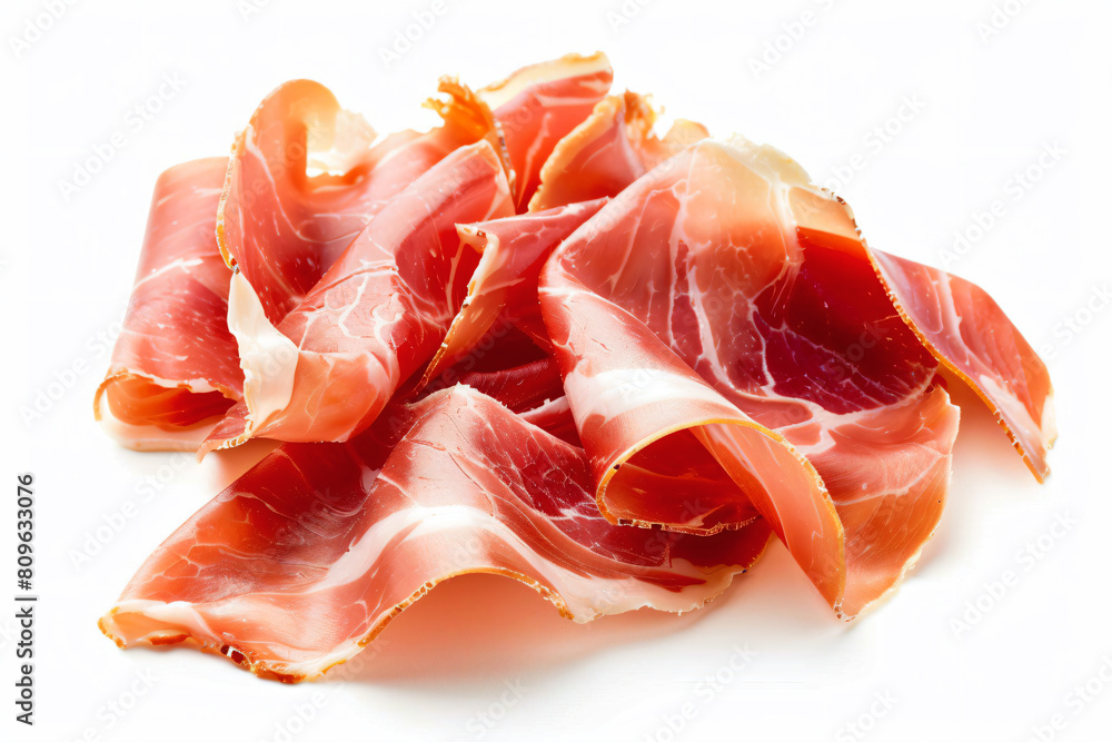 a pile of sliced bacon on a white surface a pile of sliced bacon on a white surface