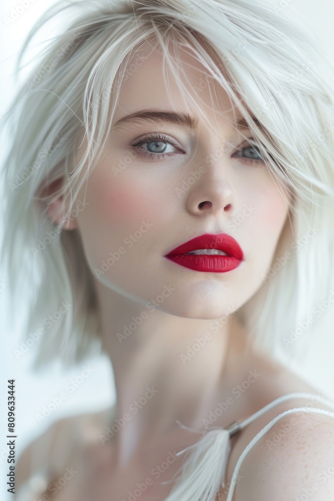 Hottest Blonde Woman with White Hair and Red Lips Fashion Photography.. Fictional Character Created By Generative AI. Hottest Blonde Woman with White Hair and Red Lips Fashion Photography.. Fictional Character Created By Generative AI.