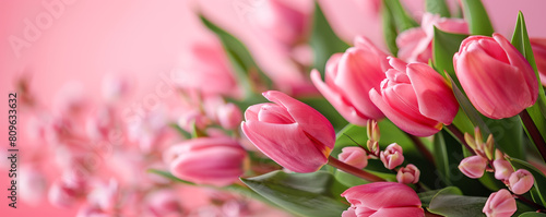 Wallpaper Mural A bouquet of pink tulips is arranged in a vase Torontodigital.ca