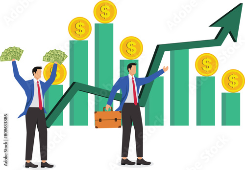 Businessman Moving Up, Business people making money