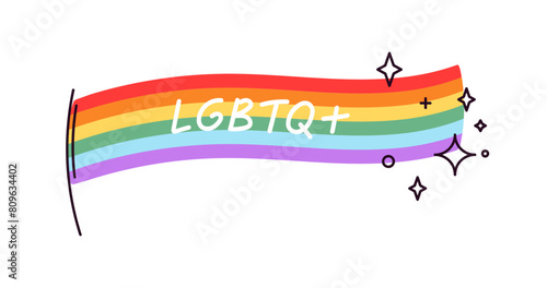 LGBT rainbow colored flag for pride day, bisexual and queer love, pride month, homosexuality and queer holiday, lgbtq community support, bisexual, lesbian, gay love concept flat vector illustration.