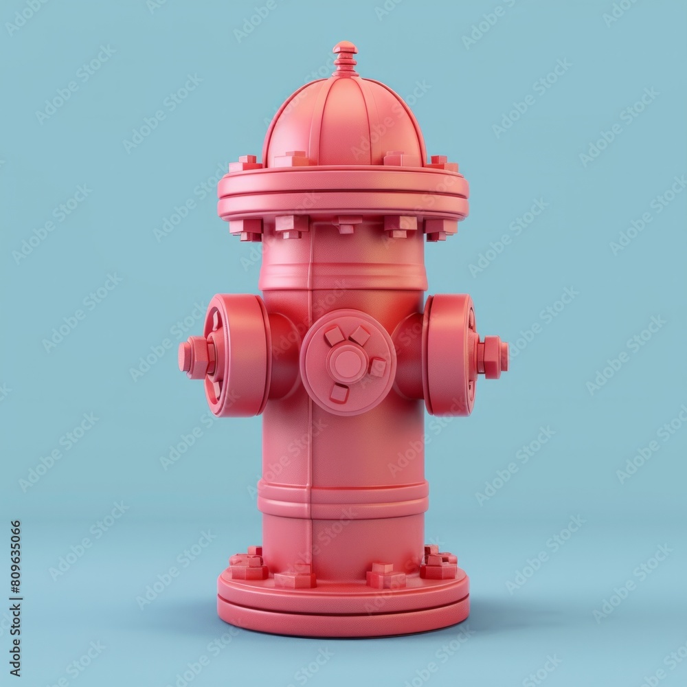 Illustrate a 3D fire hydrant in pastel red, AI Generative Illustrate a 3D fire hydrant in pastel red, AI Generative