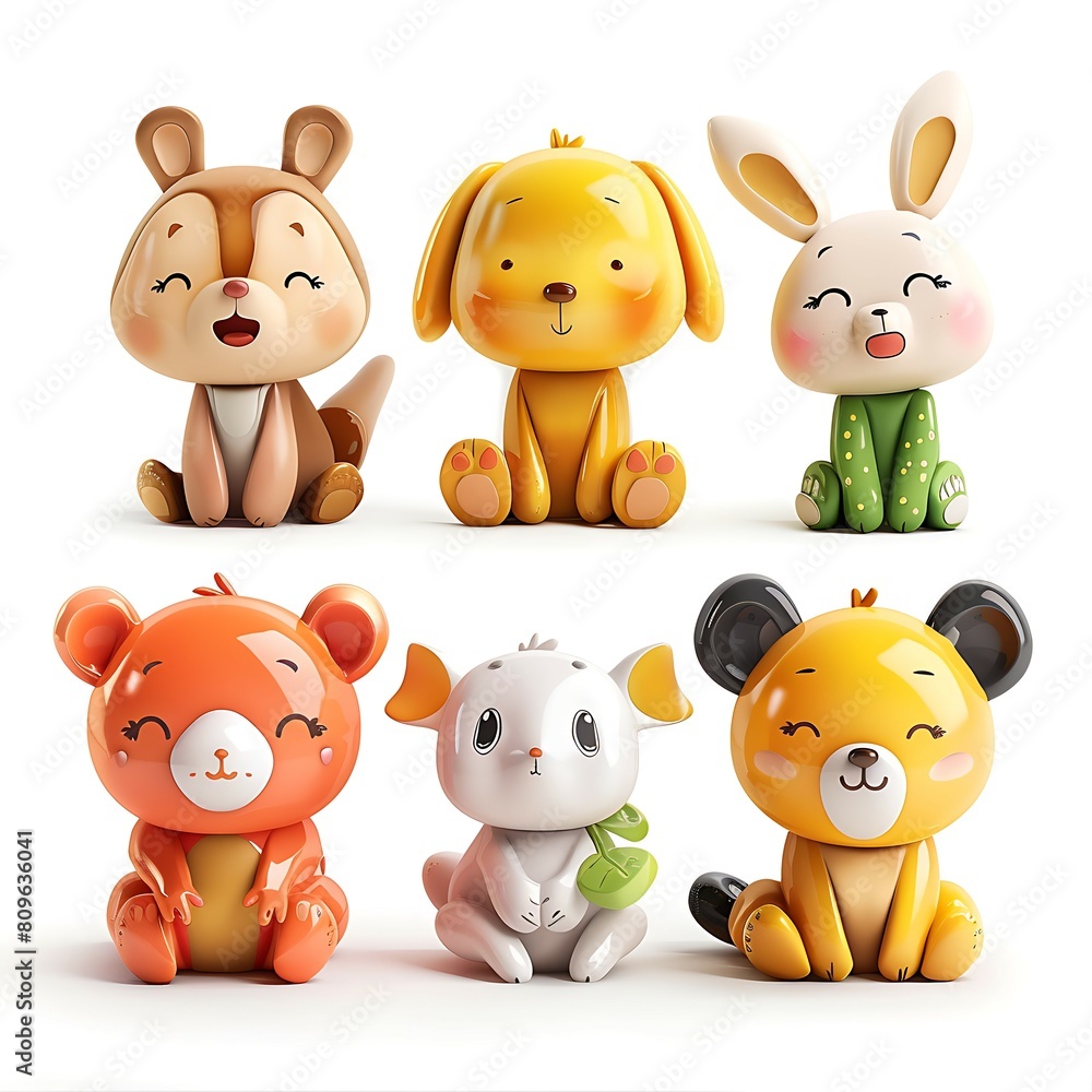 custom made wallpaper toronto digital3D animal on zoo cartoon style illustration AI Image Generative Isolated white background.