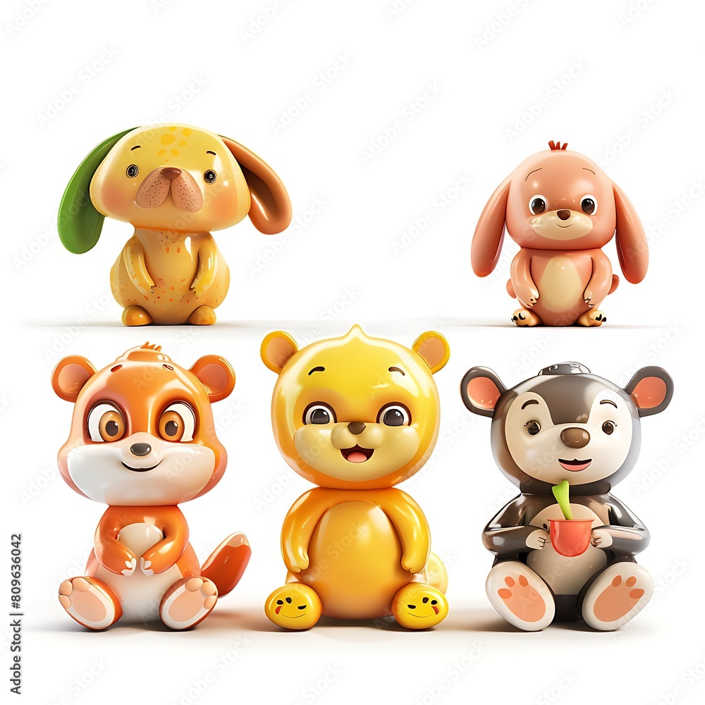 3D animal on zoo cartoon style illustration AI Image Generative Isolated white background. 3D animal on zoo cartoon style illustration AI Image Generative Isolated white background.
