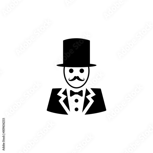 Ringmaster, Circus Ceremony Master with Hat flat vector icon. Simple solid symbol isolated on white background. Ringmaster, Circus Ceremony Master sign design template for web mobile UI element