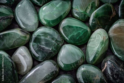 background of emerald green stones