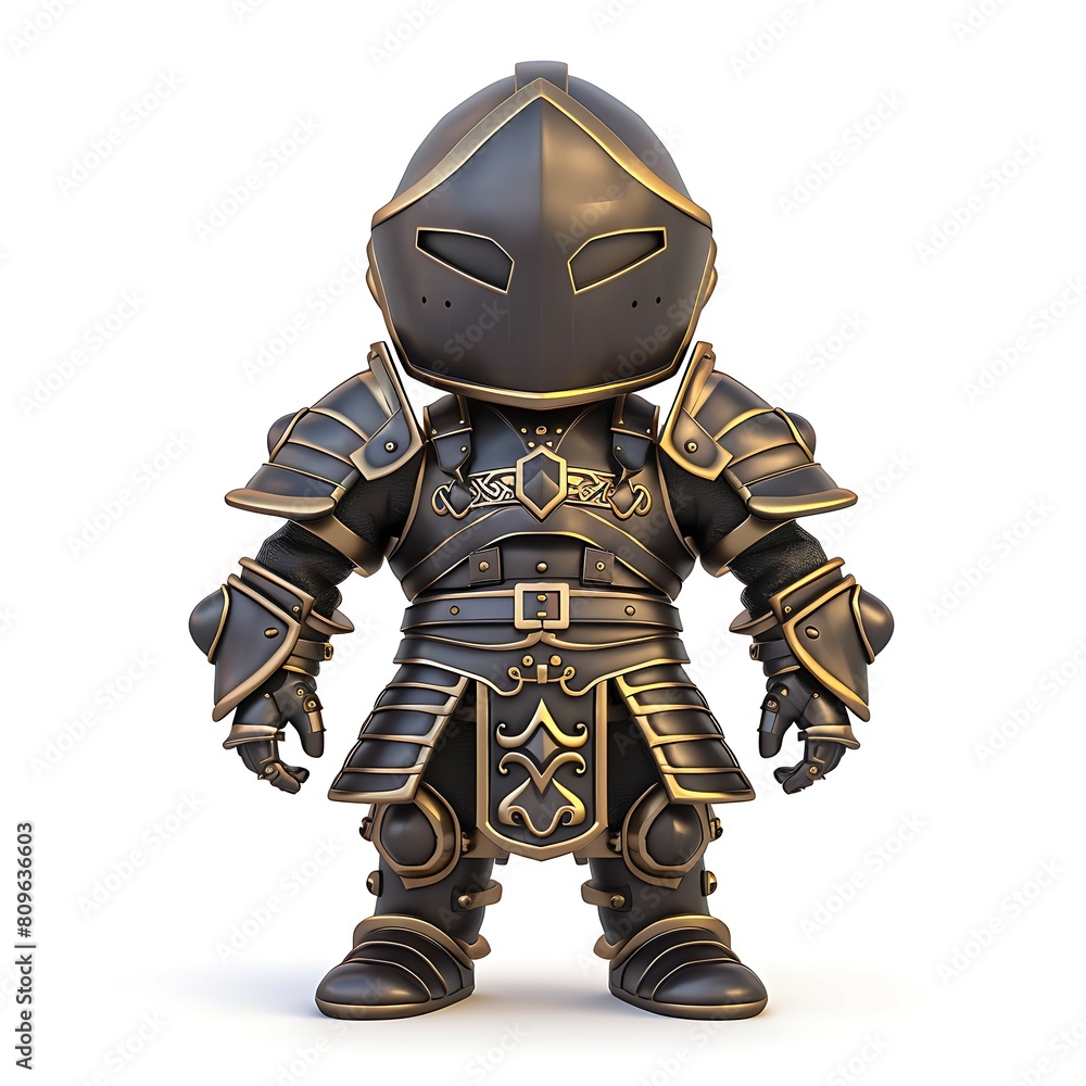 3D armored knight cartoon style illustration Isolated white background game asset 3d illustration. 3D armored knight cartoon style illustration Isolated white background game asset 3d illustration.