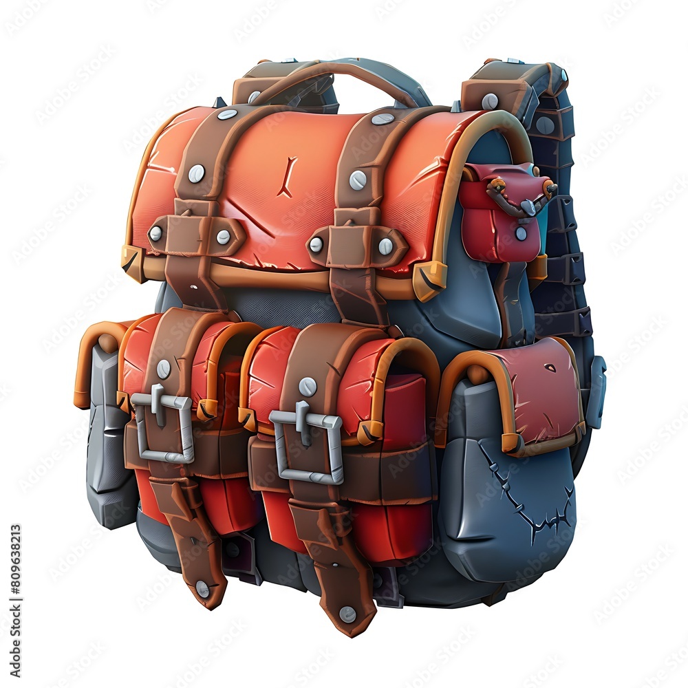 3D backpack cartoon style illustration AI Image Generative Isolated white background 3D backpack cartoon style illustration AI Image Generative Isolated white background