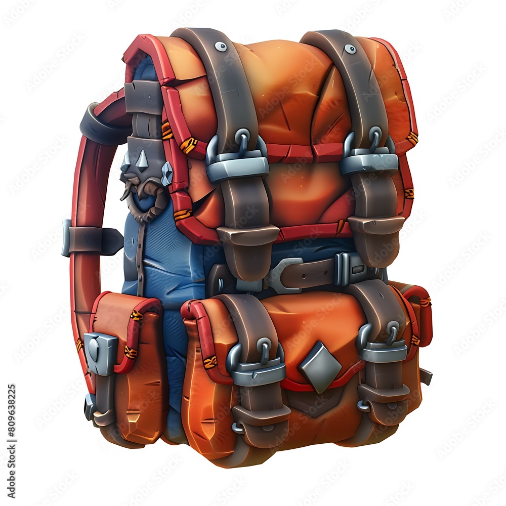 Fototapeta premium 3D backpack cartoon style illustration AI Image Generative Isolated white background