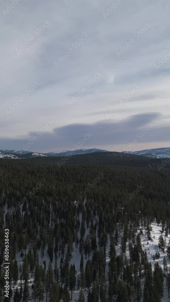 Aerial video of winter snow El Dorado National forest California by Lake Tahoe Aerial video of winter snow El Dorado National forest California by Lake Tahoe
