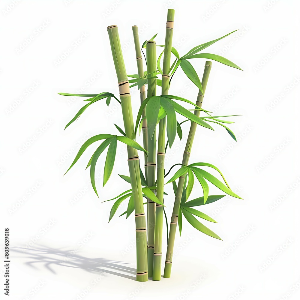 Fototapeta premium 3D bamboo cartoon style illustration AI Image Generative Isolated white background