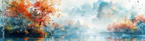 Watercolor style wallpaper a sense of harmony fills the air  as nature s symphony plays out in perfect harmony.