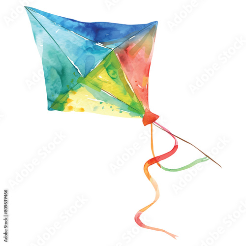 A kite icon watercolor vector ilustration, cartoon style watercolor basic, white background