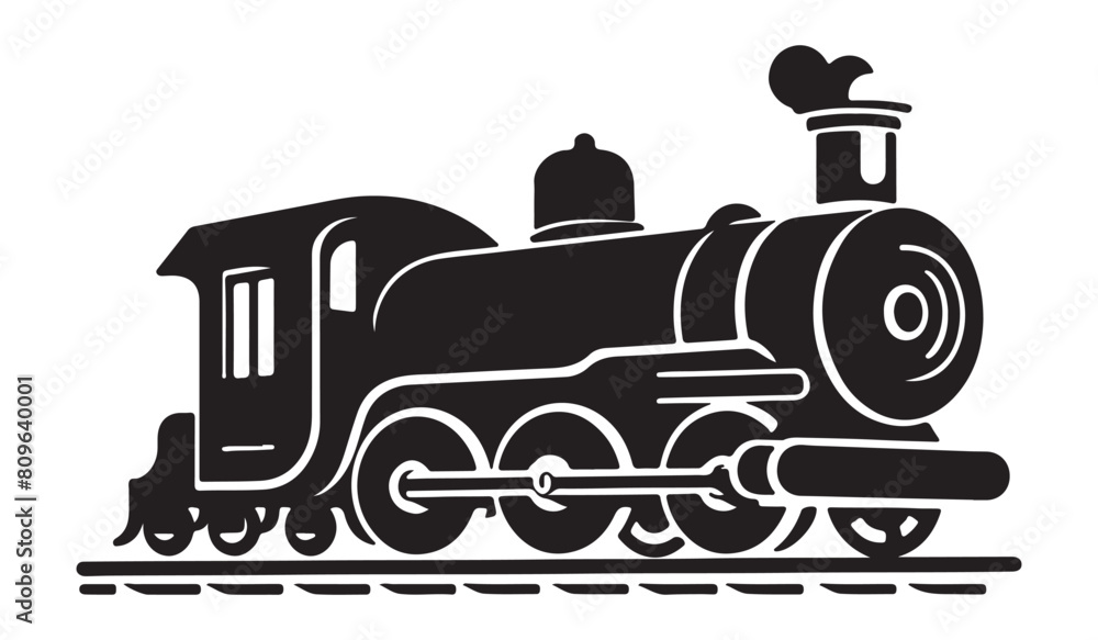 Simple locomotive silhouette, vector illustration on white background