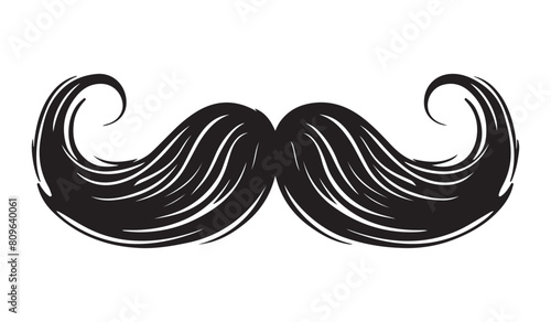 Simple minimalistic moustache icon, vector illustration on white background photo
