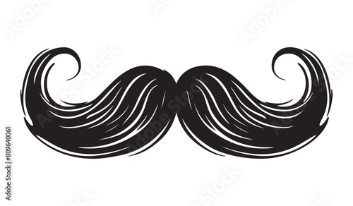 Simple minimalistic moustache icon, vector illustration on white background