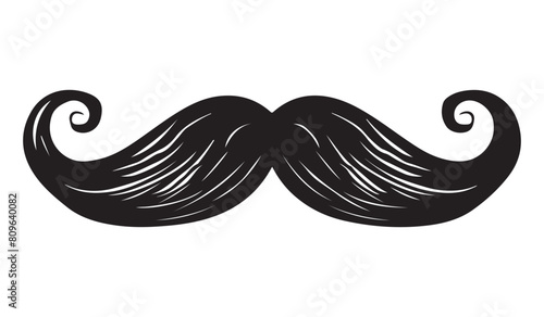 Simple minimalistic moustache icon, vector illustration on white background