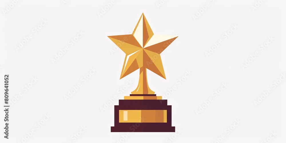 Gold star-shaped trophy on a white background, representing victory and success in a competition, akin to Hollywood fame for being the top winner. Gold star-shaped trophy on a white background, representing victory and success in a competition, akin to Hollywood fame for being the top winner.