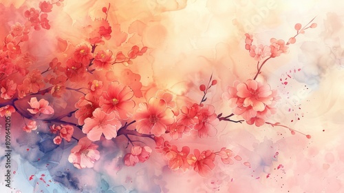 Watercolor style wallpaper a sense of harmony fills the air, as the beauty of nature's design is revealed in every detail.