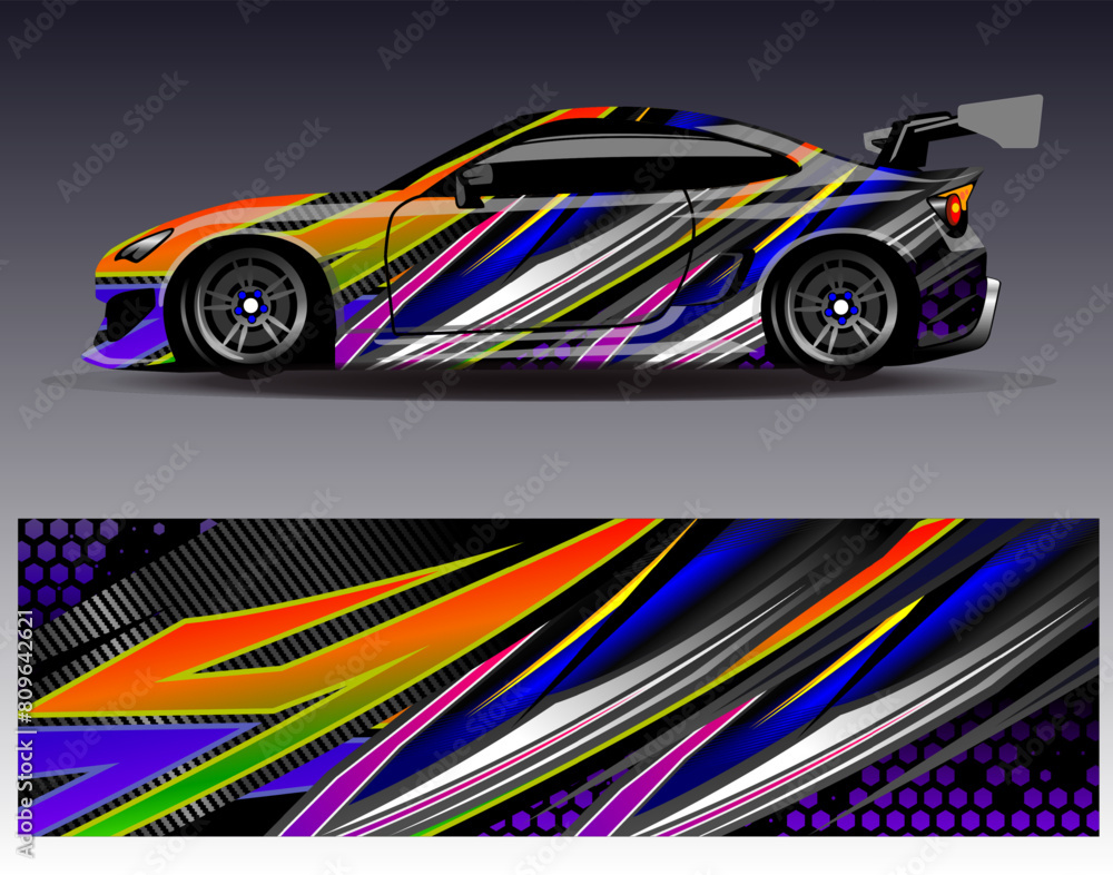 Car wrap design vector.Graphic abstract stripe racing background designs for vehicle, rally, race, adventure and car racing livery Car wrap design vector.Graphic abstract stripe racing background designs for vehicle, rally, race, adventure and car racing livery