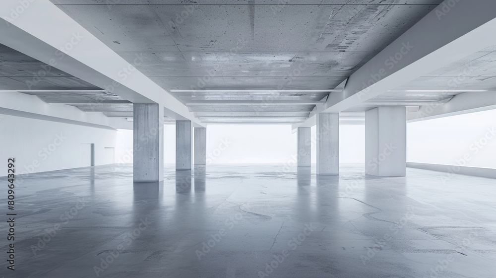 An empty underground parking lot with a clean background An empty underground parking lot with a clean background