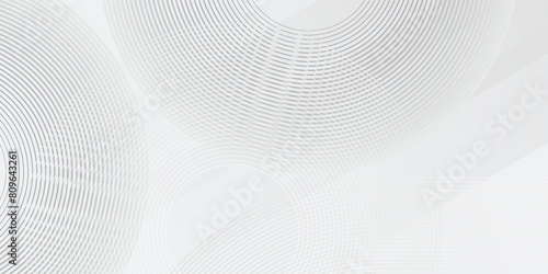 White geometric abstract background overlap layer on bright space with lines effect decoration. Modern graphic design element circles style concept for banner, flyer, vector modern grey white abstarct