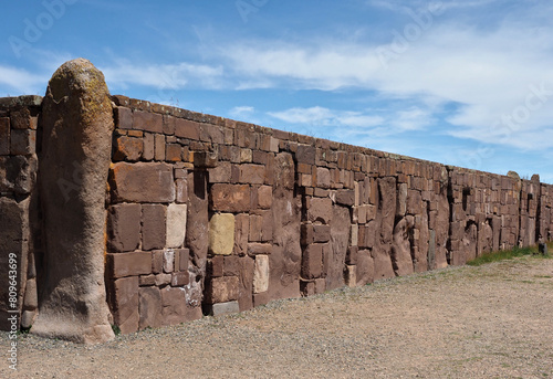 Archaeological site of Tiwanaku. Bolivia. Tiwanaku (or Tiahuanaco) is a Pre-Columbian archaeological site in western Bolivia, near Lake Titicaca, about 70 kilometers from La Paz. It dates from 200 AD. photo