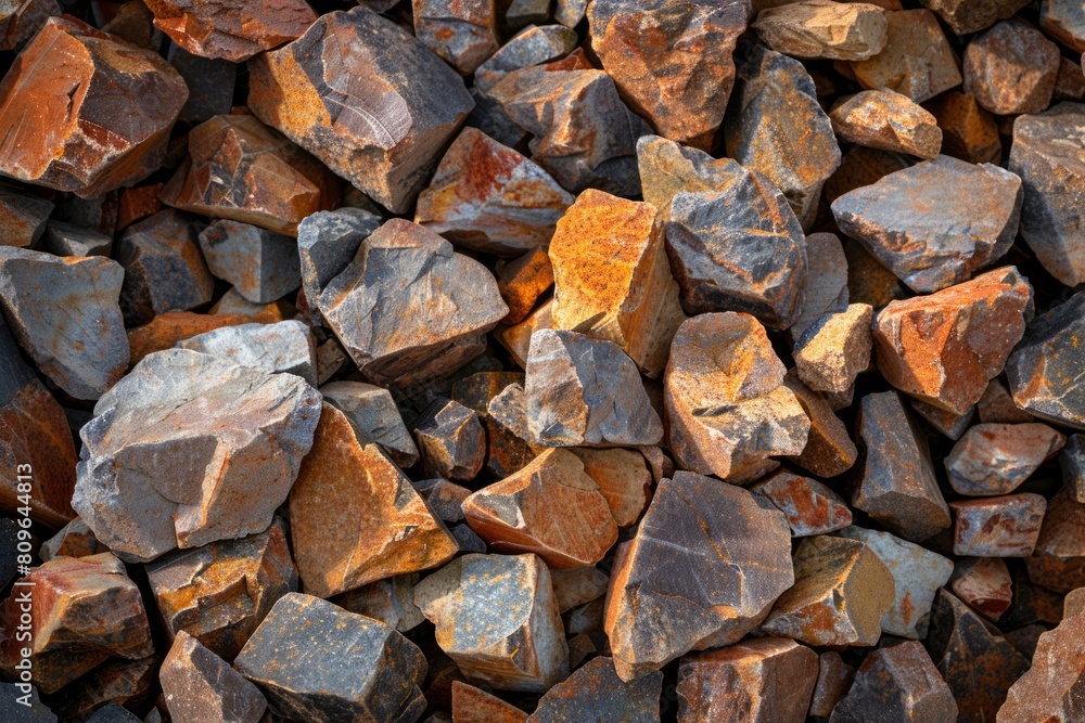A pile of rocks and gravel in a dark area. A pile of rocks and gravel in a dark area.