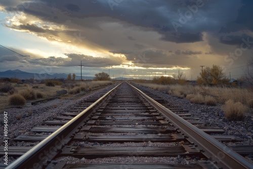 railway in autumn - Created with Generative AI Technology. Beautiful simple AI generated image in 4K, unique.