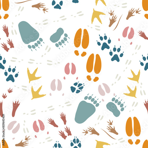 Pattern Wild Animals Paw Tracks Footprints Traces