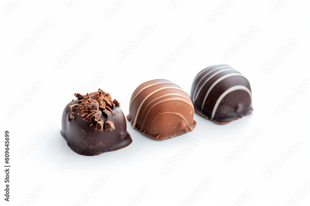 three chocolates are lined up on a white surface three chocolates are lined up on a white surface