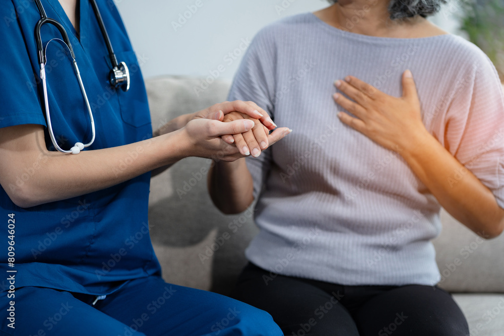 Female doctors shake hands with patients encouraging each other To offer love, concern, and encouragement while checking the patient's health. concept of medicine Female doctors shake hands with patients encouraging each other To offer love, concern, and encouragement while checking the patient's health. concept of medicine