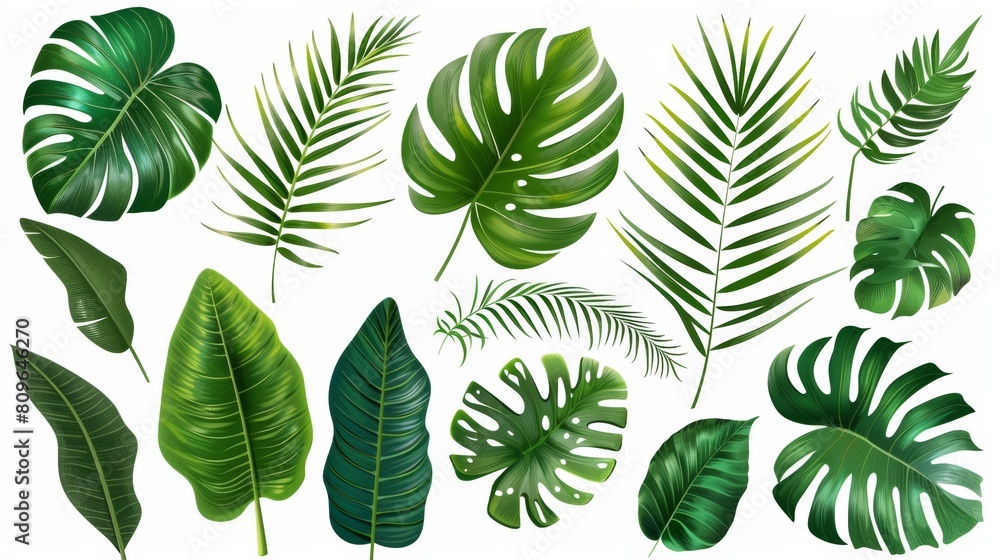 Leaves from tropical plants in modern format Leaves from tropical plants in modern format