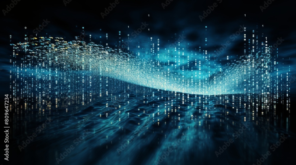 A binary code sequence flowing like a river of data, representing the digital language that powers our world. A binary code sequence flowing like a river of data, representing the digital language that powers our world.