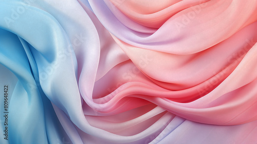 Fondo abstracto de tela satinada con suaves ondas pastel. Colores degradados. Para el diseño de aplicaciones o productos. Tela sintetica de lujo. photo