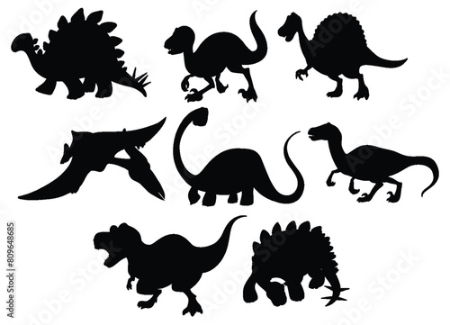 Collection of dinosaur silhouettes in different poses
