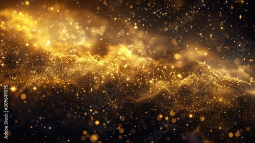 A captivating image of golden particles and stardust forming intricate patterns and shapes, reminiscent of celestial constellations.
