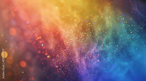A captivating slow-motion close-up of dust particles reflecting the colors of a rainbow  creating a mesmerizing spectacle.